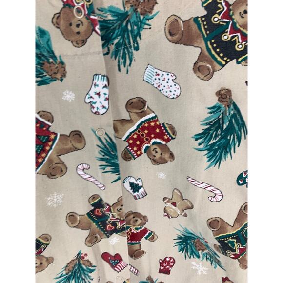 Teddy Bear Christmas Print Womens Long Sleeve Top - Festive Holiday Design - Picture 3 of 10